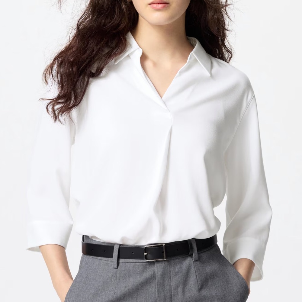 Uniqlo 3/4 Sleeve Skipper Collared Blouse